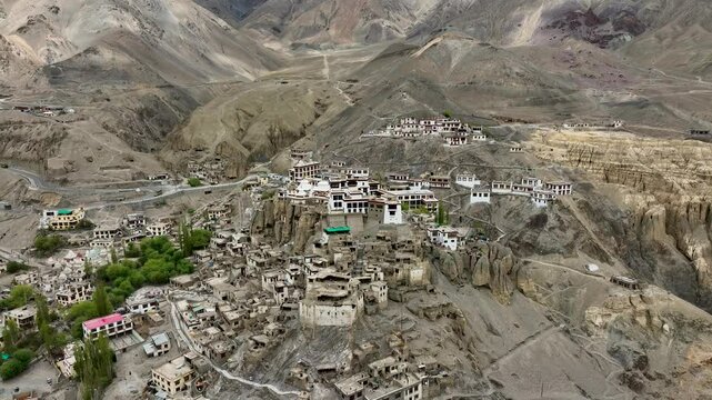 Aerial view of Lamayuru Monastery, India.