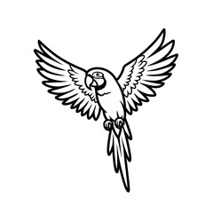Outlined parrot with wings spread in flight design silhouette