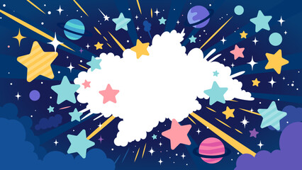 カラフルでポップな宇宙の背景フレームイラスト