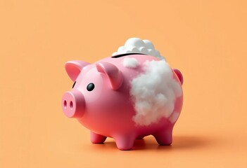 Piggy bank merging with cloud, symbolizing digital savings, digital, savings
