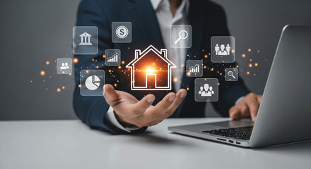 Naklejka premium Digital Real Estate Transforming Property Management with Technology