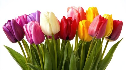 Naklejka premium A Beautiful Bouquet of Colorful Spring Tulips