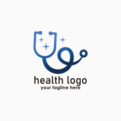 stethoscope logo template, health design vector, technology inspiration