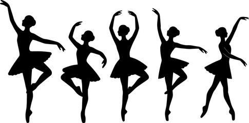 Graceful Ballerina Silhouettes in Various Poses