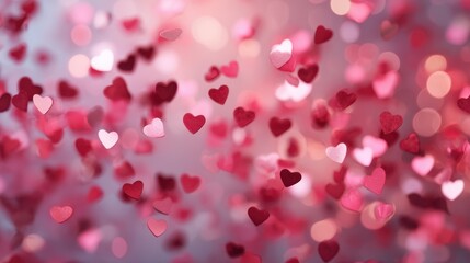 The beautiful scattering of heart-shaped confetti in a romantic setting.