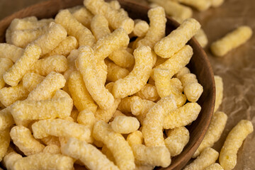 sweet corn sticks made from corn flour, a large number of ready-made corn sticks for eating or...