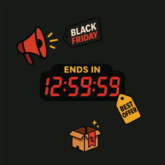 BLACK FRIDAY SOCIAL MEDIA POST WITH SET OF ELEMTNT FOR ADVERTISEMENT