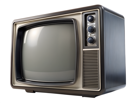 A vintage television isolated on transparent background