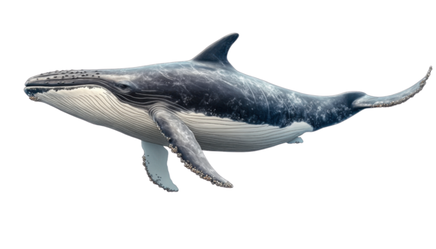 whale isolated on transparent background cutout