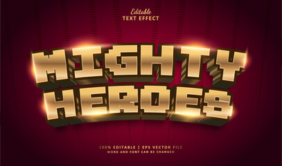 Mighty Heroes Editable Text Effect 3d Luxury Gold Esport