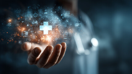 A Healthcare Professional's Hand Embracing Digital Medical Innovation