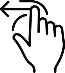 Fototapeta premium Swipe left finger gesture icon, outline illustration for user interface design