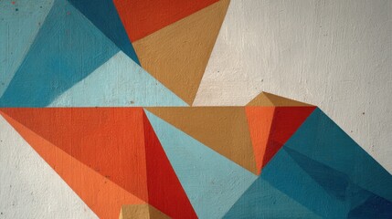 Obraz premium Modern Abstract Art: Colorful Geometric Triangles with Orange and Blue