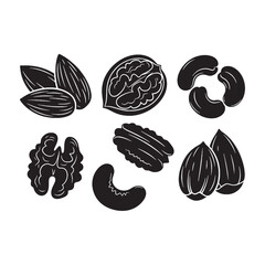 Simple forms of wholesome snacks – Nuts silhouette rendered with clean Nuts vector – Nuts illustration

