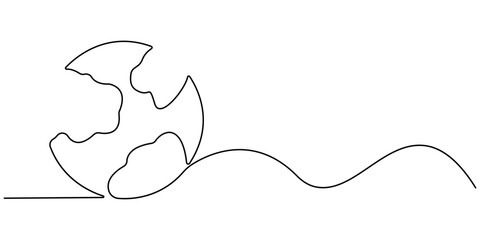 Obraz premium Planet Earth Continuous Line Icon, One continuous line drawing of Earth globe, Continuous one line art drawing of earth planet, Globe, geography vector outline, Single line illustration of world map.