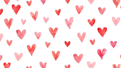 Cute watercolor hearts pattern in modern style. Valentine's day background
