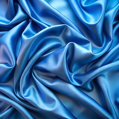 Obraz premium A luxurious blue silk fabric drapes elegantly, showcasing its smooth and shiny texture