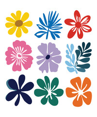 floral flowers drawing doodle creative abstract illustration set