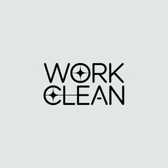 Work Clean Design for a Professional Environment simple clean design featuring the words WORK CLEAN stylized font with central starburst symbol work clean clean work