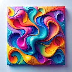 Fototapeta premium A vibrant abstract painting features colorful swirls and fluid shapes in a modern design