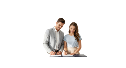 Two people at a car rental