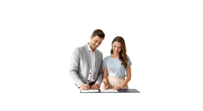 Two people at a car rental