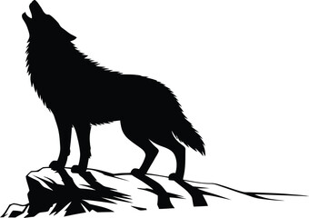 Vector black silhouette of a animals on a white background.