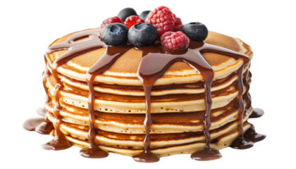 stack of pancakes isolated on transparent background cutout