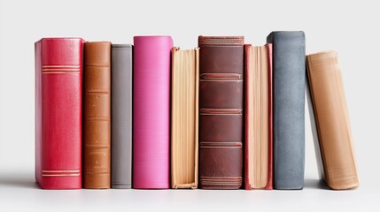 Vintage leather-bound books in a row