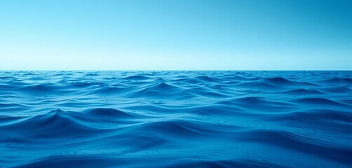 Naklejka premium Subtle wave texture, sky blue to deep navy gradient, calming ocean vibe, serene, image