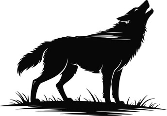 Vector black silhouette of a animals on a white background.