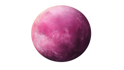 pink planet isolated on transparent background cutout
