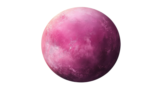pink planet isolated on transparent background cutout