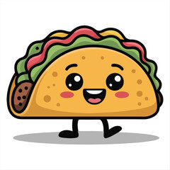 A Cheerful Cartoon Taco with a Big Smile