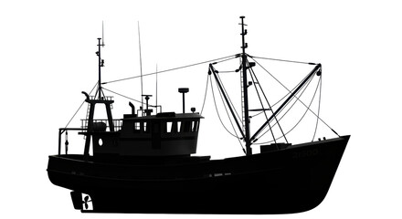 Isolated Fishing Boat Silhouette