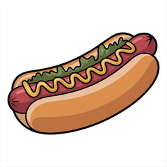 Delicious Hot Dog with Mustard and Pickles