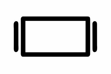 Simple black and white illustration of a battery icon with rounded edges and low charge level indicator