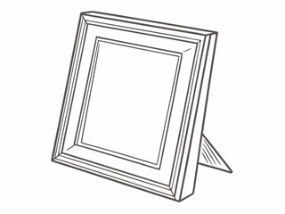 Illustration of a blank picture frame with a stand viewed from a low angle perspective drawing