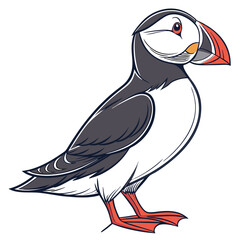 Fototapeta premium Clean Vector Illustration of a Puffin Standing Proud – Minimal Coastal Bird Art