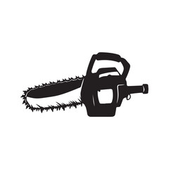 Fototapeta premium Chainsaw Silhouette, Chainsaw vector silhouette illustration isolated on white background, Chainsaw Machine Silhouette. 