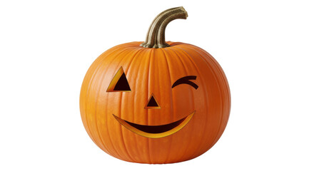 Isolated halloween winking pumpkin carving