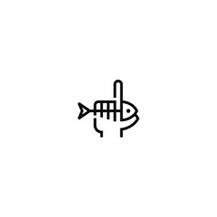 Forefinger and fish skeleton logo idea.