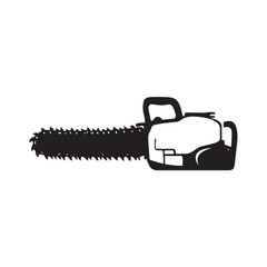 Fototapeta premium Chainsaw Silhouette, Chainsaw vector silhouette illustration isolated on white background, Chainsaw Machine Silhouette. 