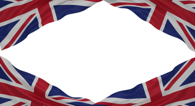 Dynamic Display of England Flag, 3D Render on Transparent Background, United Kingdom Design, Copy Space for Customization, Creative Environment Viewpoint
