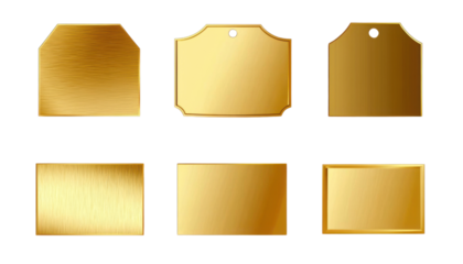 gold tags isolated on transparent background cutout