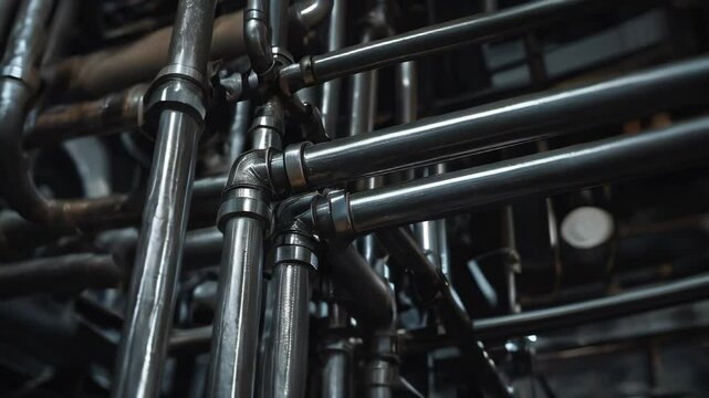 Gleaming stainless steel tubes, neatly arranged in rows inside a modern manufacturing plant, reflect industrial precision, strength, and durability, symbolizing advanced engineering