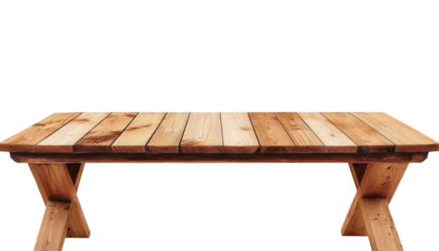 empty wooden table isolated on transparent background cutout