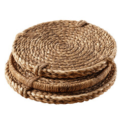 Obraz premium Stack of Woven Seagrass Coasters, Rustic Home