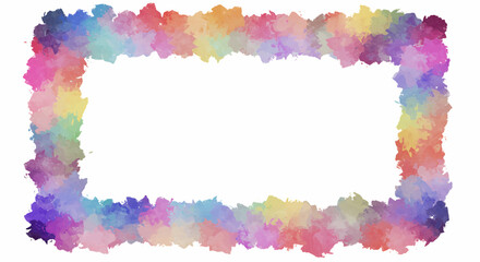 Watercolor rectangle frame with pastel colors and a white background for creative design projects