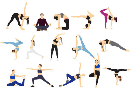 set of yoga poses